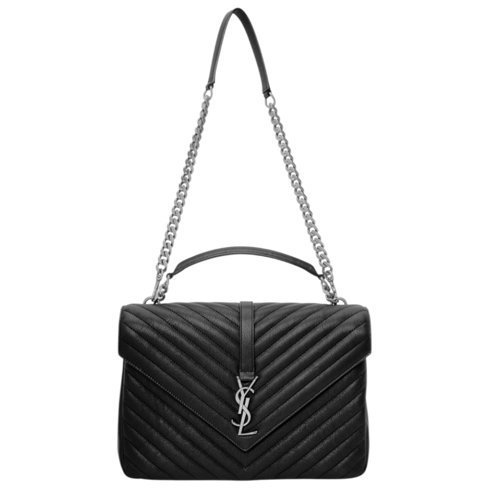 Like NEW! Saint Laurent College YSL Chevon Large Flap Bag